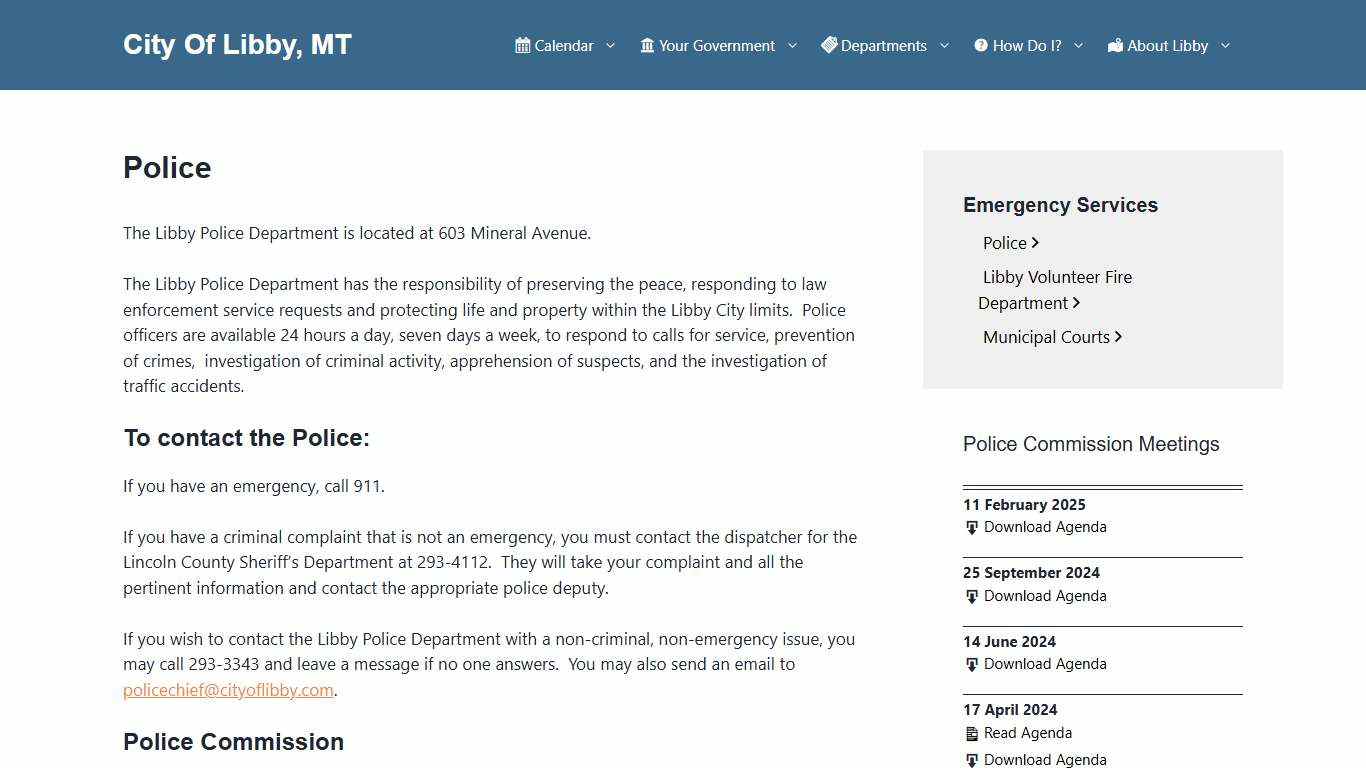 Police – City Of Libby, MT