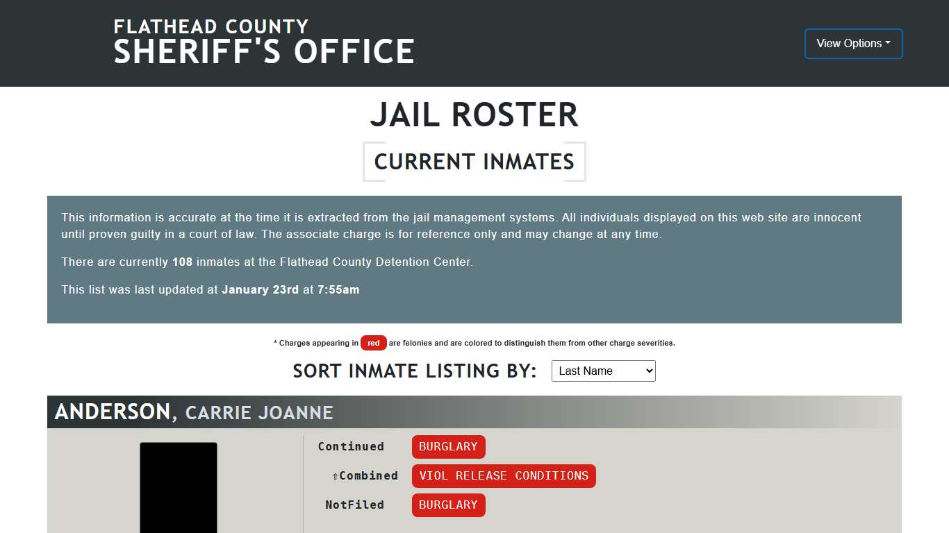 Flathead County Sheriff's Office - Jail Roster